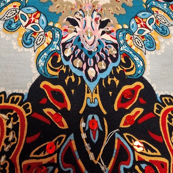 Bila Boho Paisley Print Tank Top with Crochet Hem Size M - Picture 9 of 11